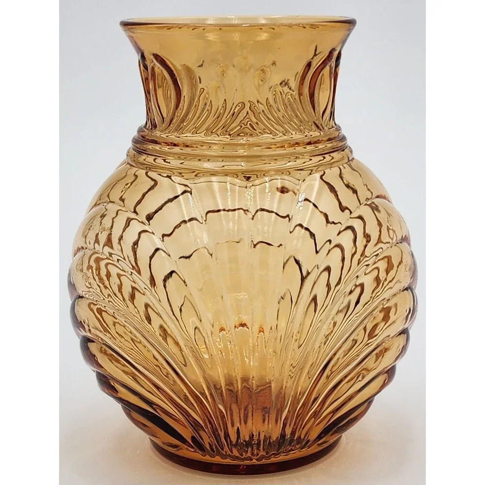 Elegant CAMBRIDGE Glass Amber CAPRICE Ball Vase
